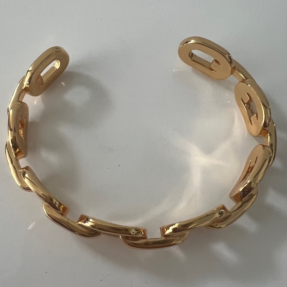 Gold Tone Link Cuff Bracelet - Picture 8 of 8